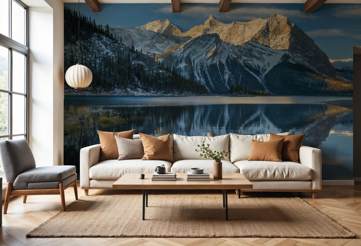 Kananaskis Lake Reflection Mural Wallpaper - room preview 03