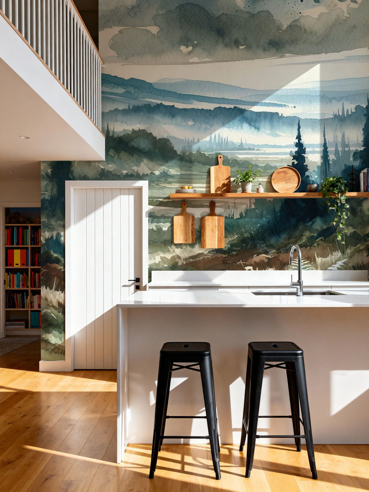 Misty Mountain Valley Landscape Mural Wallpaper - room preview 03