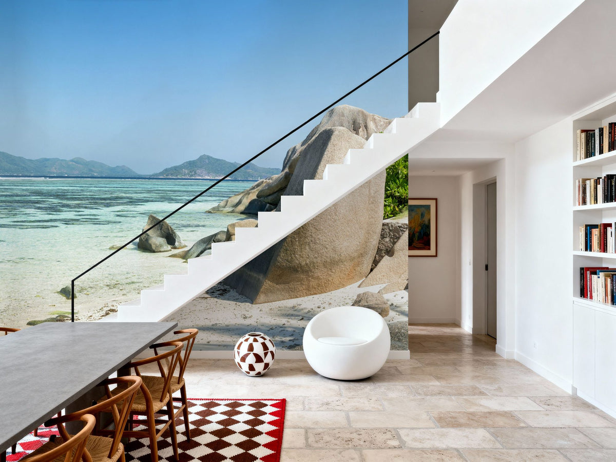 Rock Beach Mural Wallpaper - Blue Tone - room preview 03