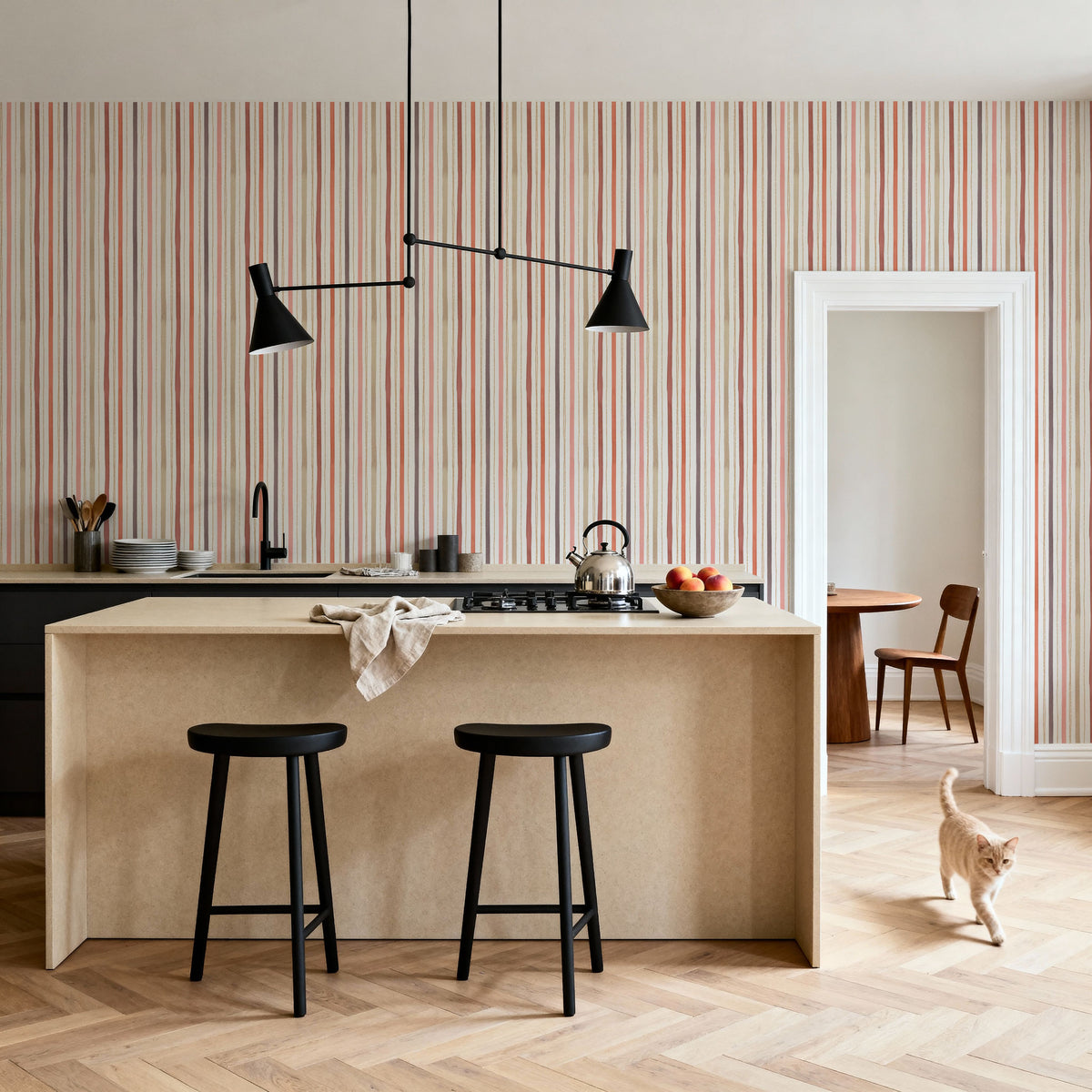 Bloom Lines White Mural Wallpaper - room preview 03