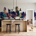 Wellington New Zealand Skyline Blue & Bronze Mural Wallpaper - room preview 03