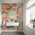Colourful Watercolor Painted Floral Mural Wallpaper - room preview 03