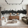 Stuttgart Germany Skyline Black & White Mural Wallpaper - room preview 03
