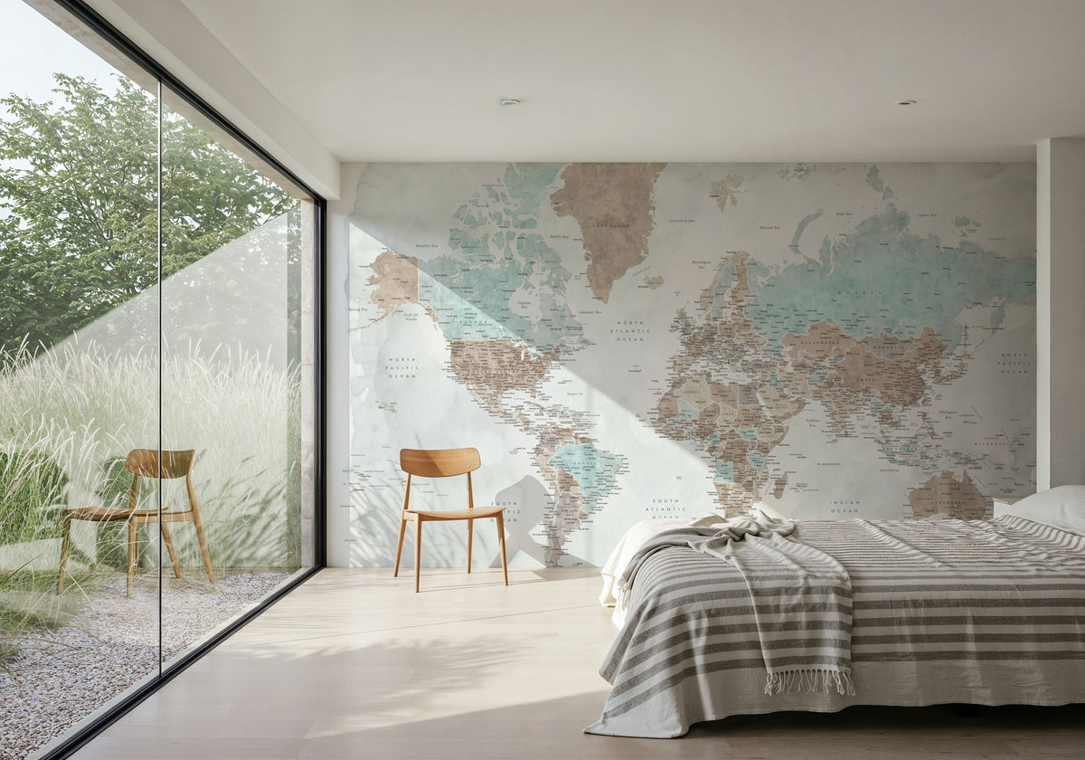 World Map Cities - Colleteh Mural Wallpaper - room preview 03