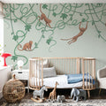 Monkey Jump, Pistachio Mural Wallpaper - room preview 03