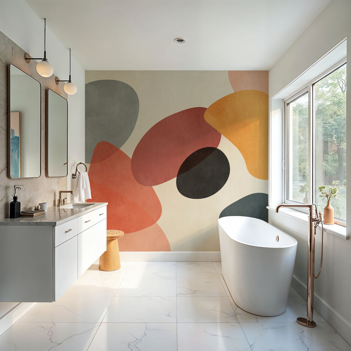 Lava Shapes, Orange Pop Mural Wallpaper - room preview 03
