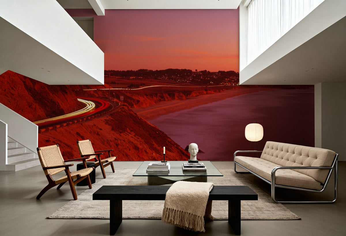 Sunset Coastal Journey Mural Wallpaper - room preview 03