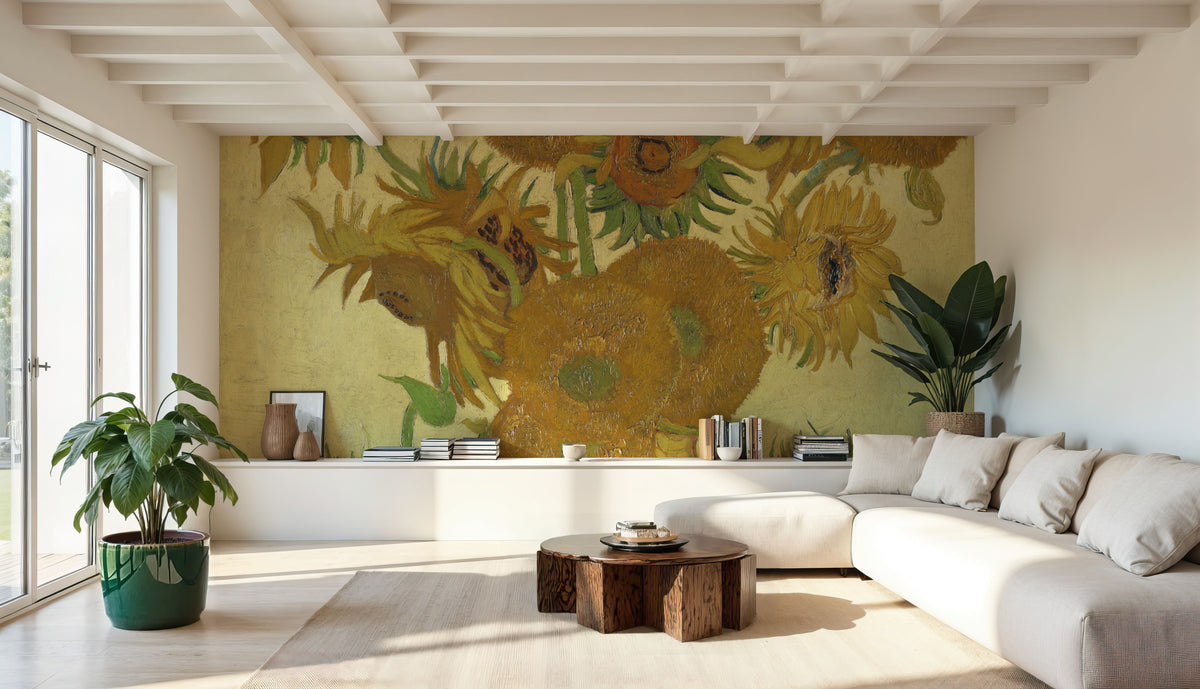 Sunflowers Mural Wallpaper - Red Tone - room preview 03