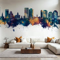 Halifax Canada Skyline Blue & Bronze Mural Wallpaper - room preview 03