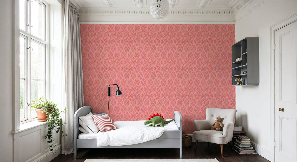 Bohemian Leaves Pink Mural Wallpaper - room preview 03