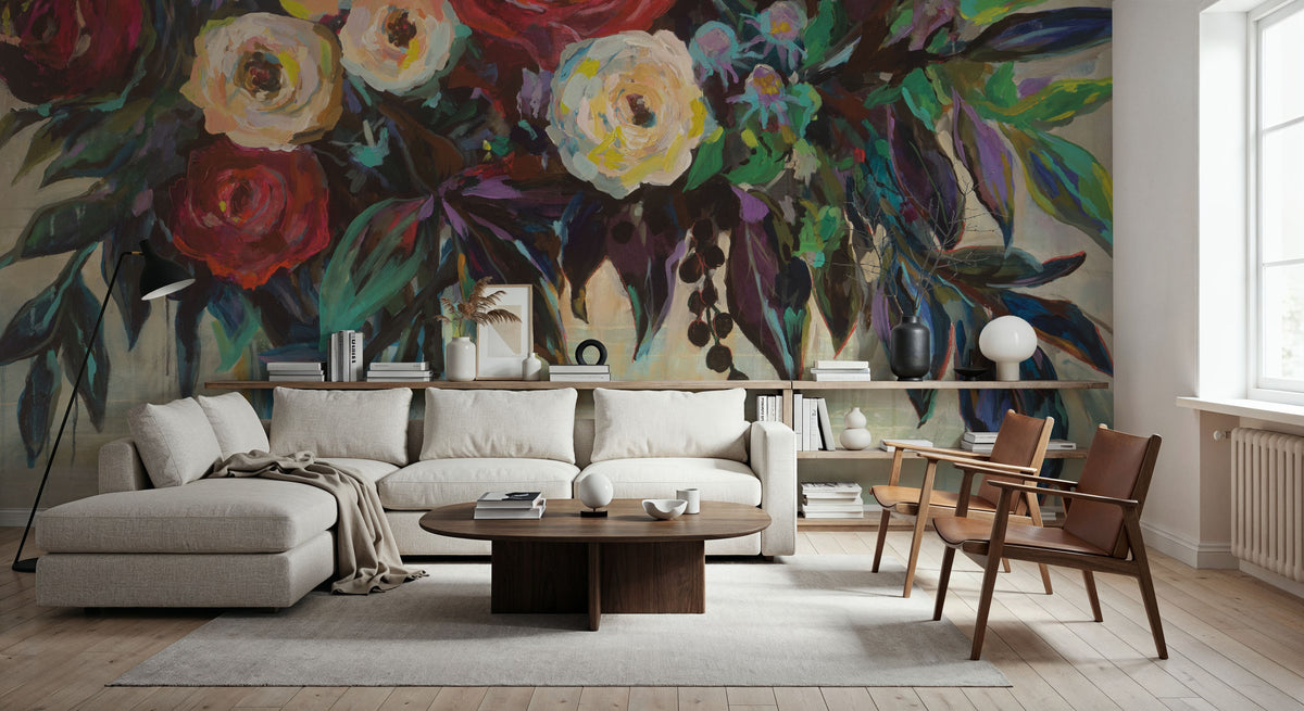 Winter Floral Mural Wallpaper - room preview 03