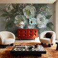 White Floral Vase Mural Wallpaper - room preview 03