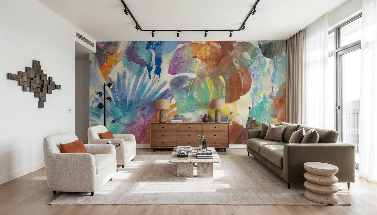 Palm Abstract Mural Wallpaper - room preview 03