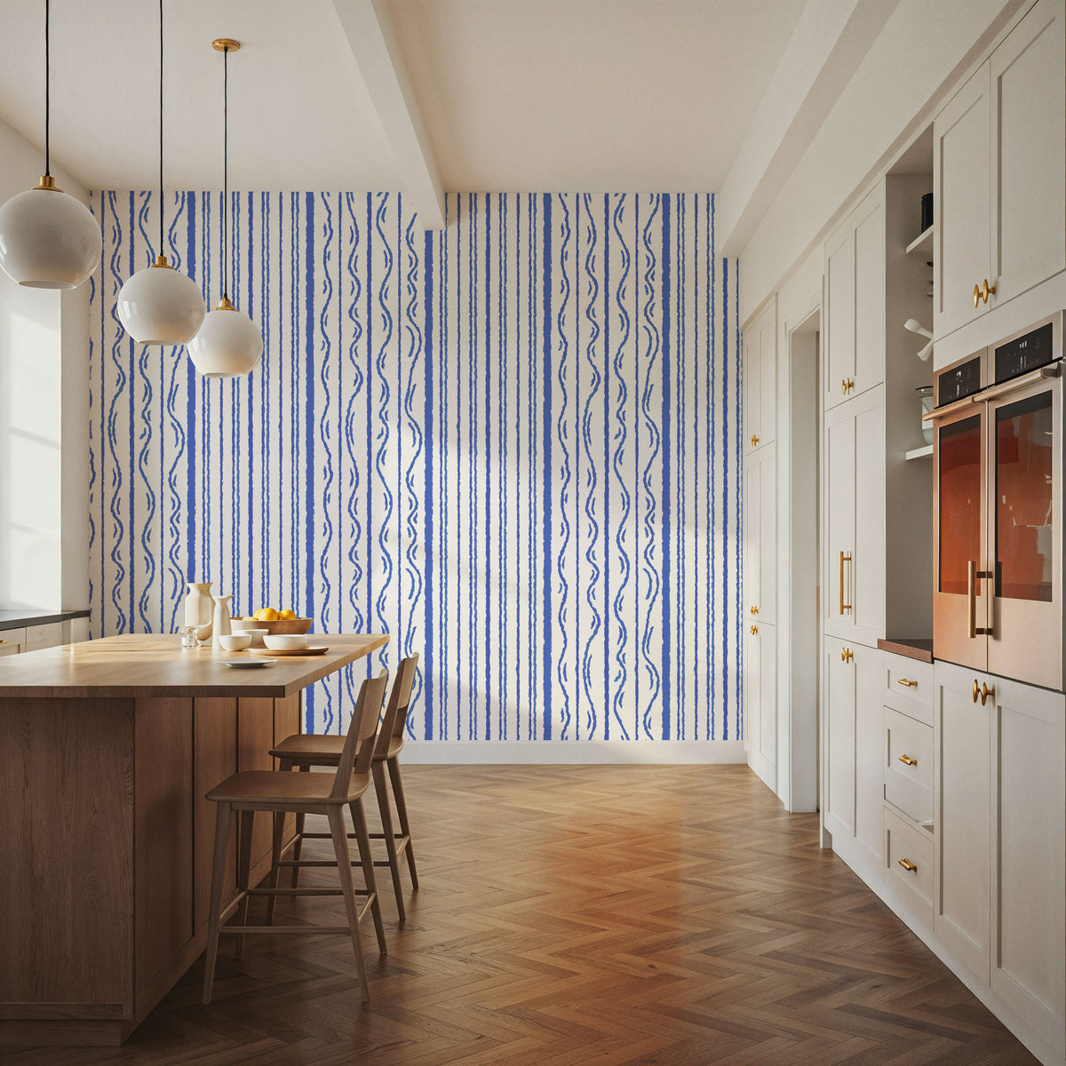 Blue Lines Mural Wallpaper - room preview 03