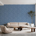Mottled Linen Effect, Sky Blue Mural Wallpaper - room preview 03