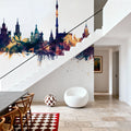 Moscow Russia Skyline Blue & Bronze Mural Wallpaper - room preview 03