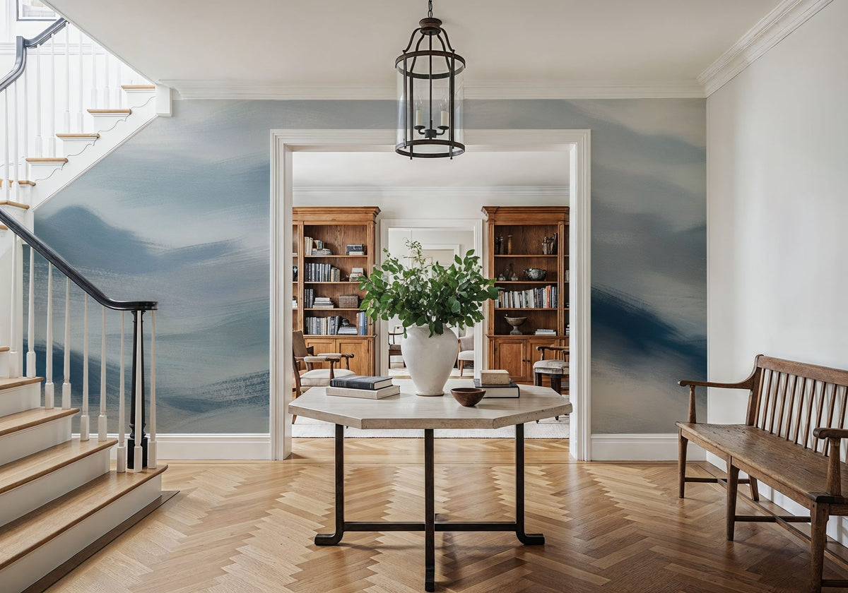 Foggy Mountains, Denim Mural Wallpaper - room preview 03