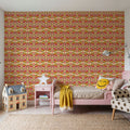Retro Bold Butterflies, Orange Mural Wallpaper - room preview 03