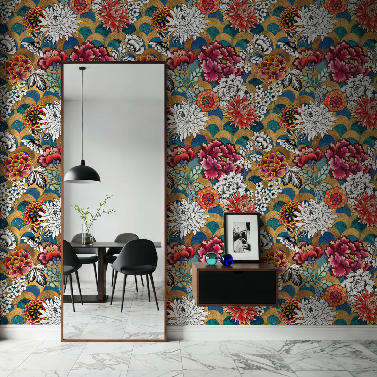 Vibrant Floral Medley Mural Wallpaper - room preview 03