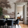 Riverbank Oak Landscape, Sepia Mural Wallpaper - room preview 03