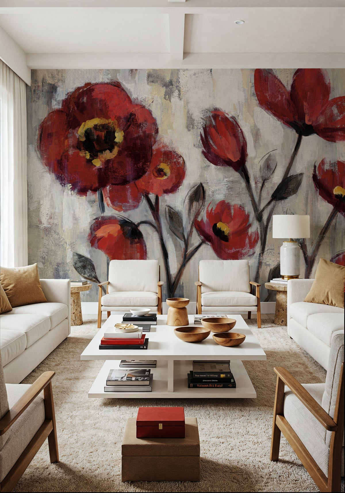 Floral Simplicity Mural Wallpaper - room preview 03