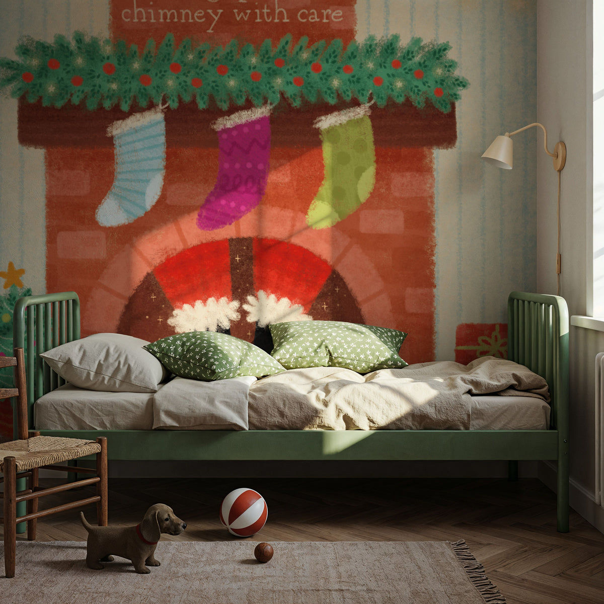 Christmas Stockings Mural Wallpaper - room preview 03