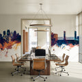 Sacramento California Skyline Blue & Bronze Mural Wallpaper - room preview 03