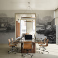 Foggy Fishing BW Mural Wallpaper - room preview 03