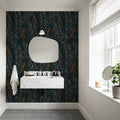 Swaying Palm Leaves, Teal Mural Wallpaper - room preview 03