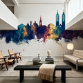 Kassel Germany Skyline Blue & Bronze Mural Wallpaper - room preview 03