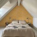 Kala Flowers White on Yellow Mural Wallpaper - room preview 03