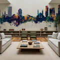 Tirana Skyline Blue & Bronze Mural Wallpaper - room preview 03
