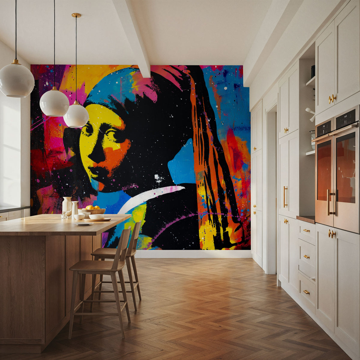 Girl with an Abstract Pearl Mural Wallpaper - room preview 03