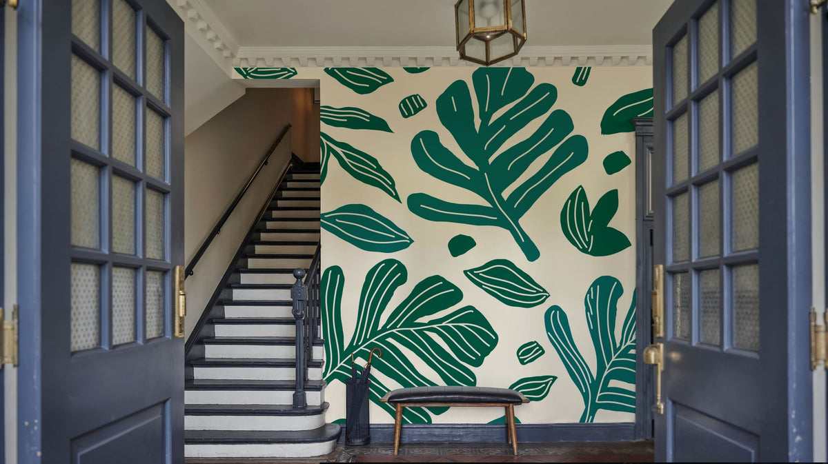 Monstera Cuttings, Green Mural Wallpaper - room preview 03