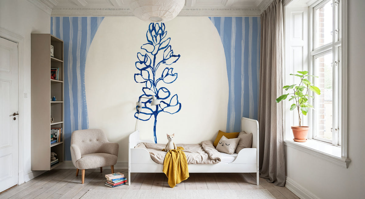 Striped Floral II Mural Wallpaper - room preview 03