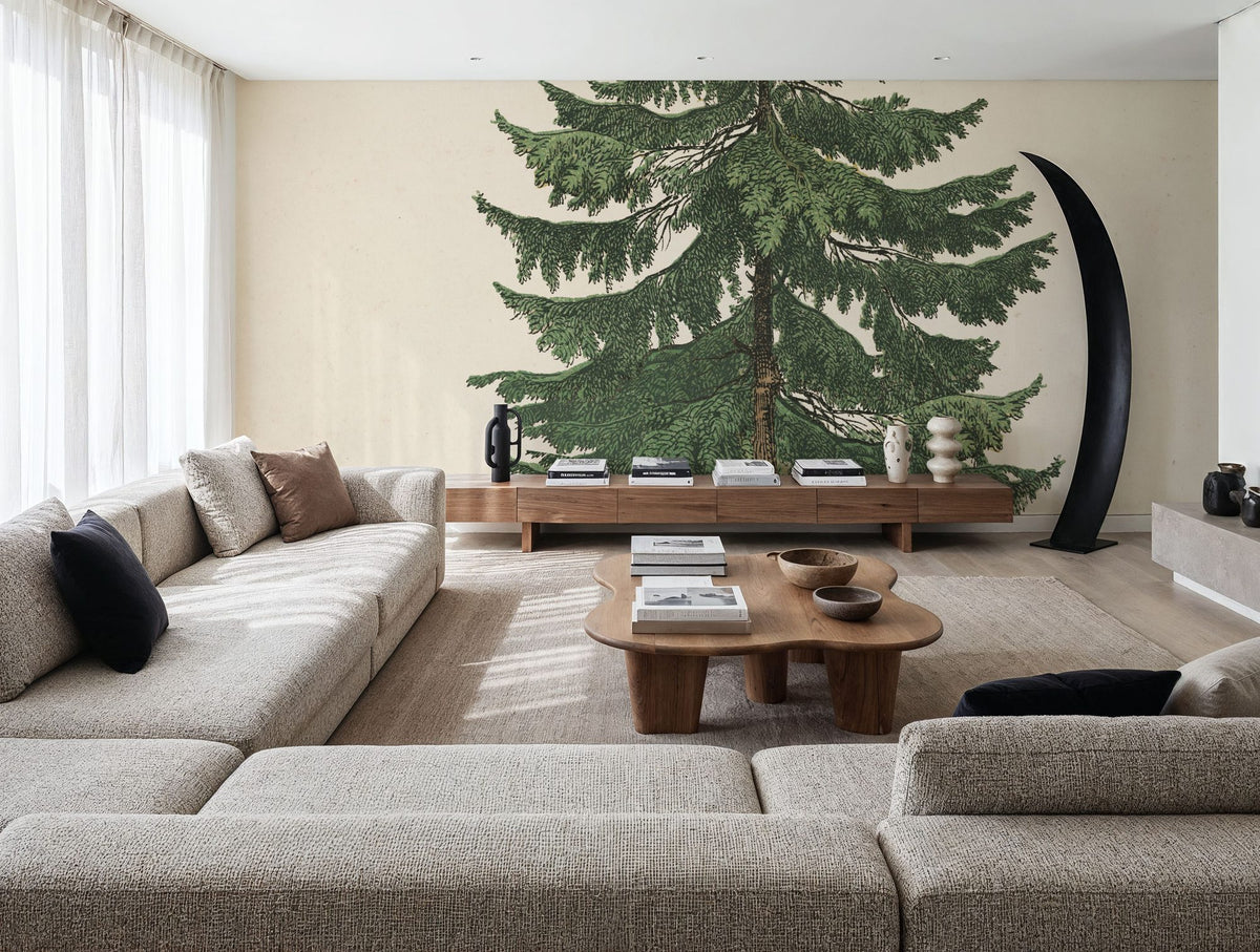 Winter Pine Tree Mural Wallpaper - room preview 03