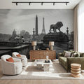 Place De La Concorde At Sunset BW Mural Wallpaper - room preview 03