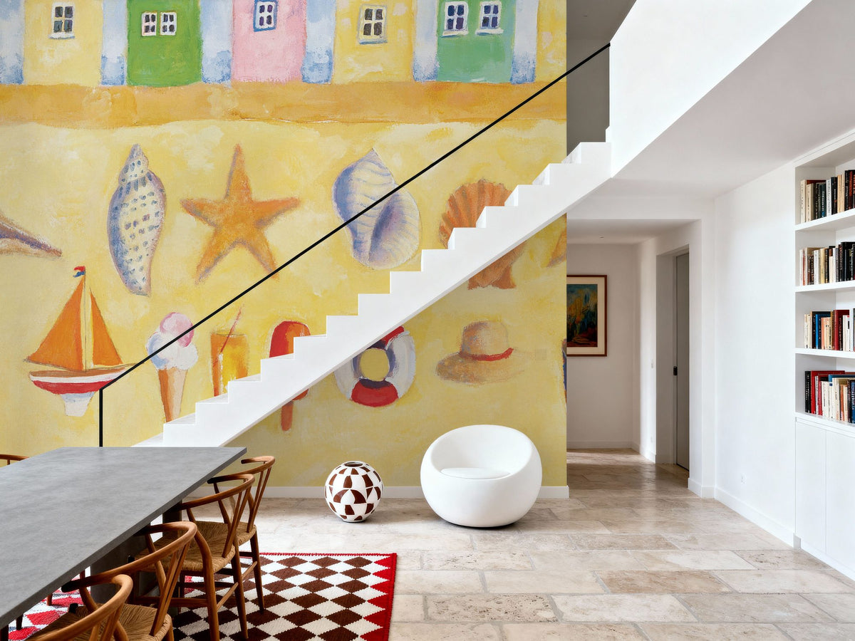Beach Huts Mural Wallpaper - room preview 03