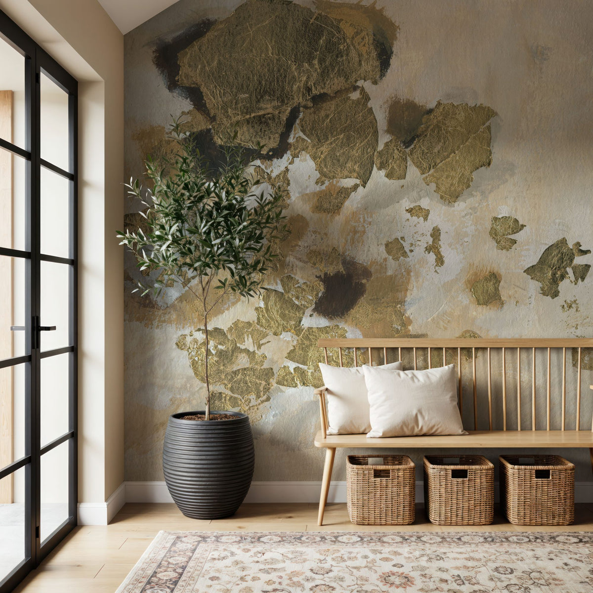 Bright Leaf Abstract Mural Wallpaper - room preview 03