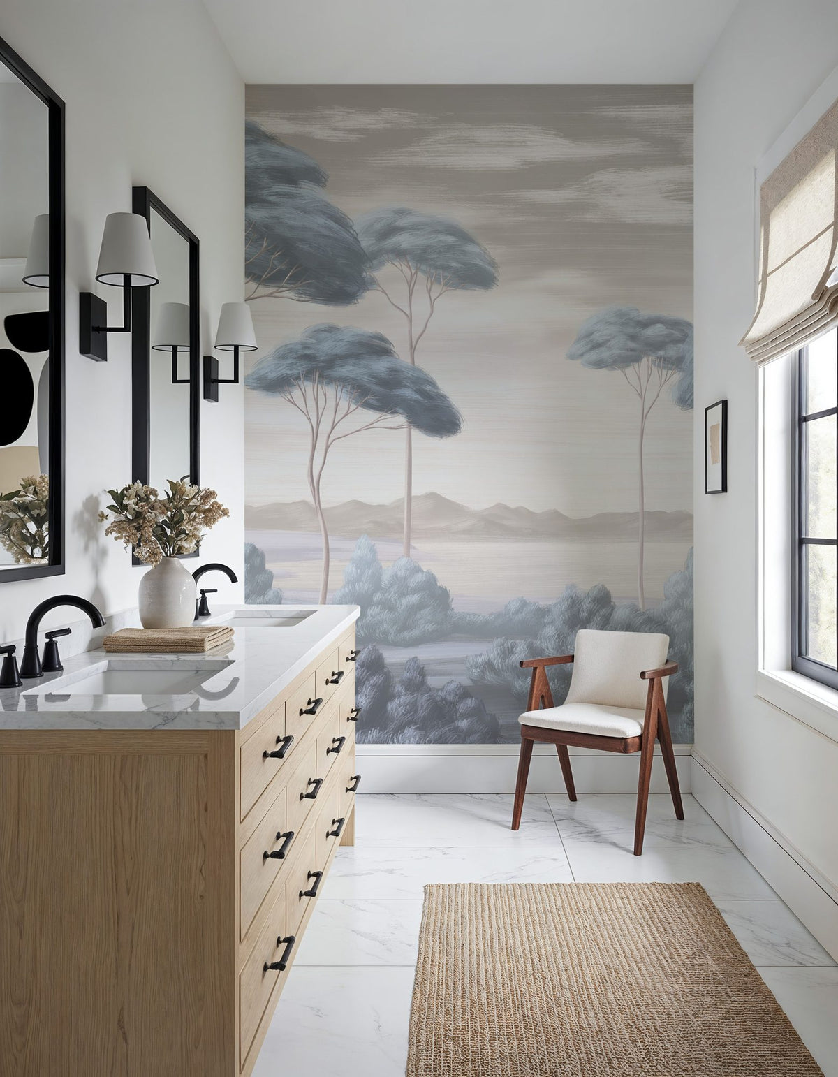 Verdant Horizon, Glacier Blue Mural Wallpaper - room preview 03
