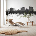 Davenport Iowa Skyline Black & White Mural Wallpaper - room preview 03