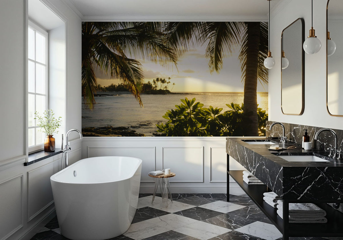 Golden Palm Cove Mural Wallpaper - room preview 03