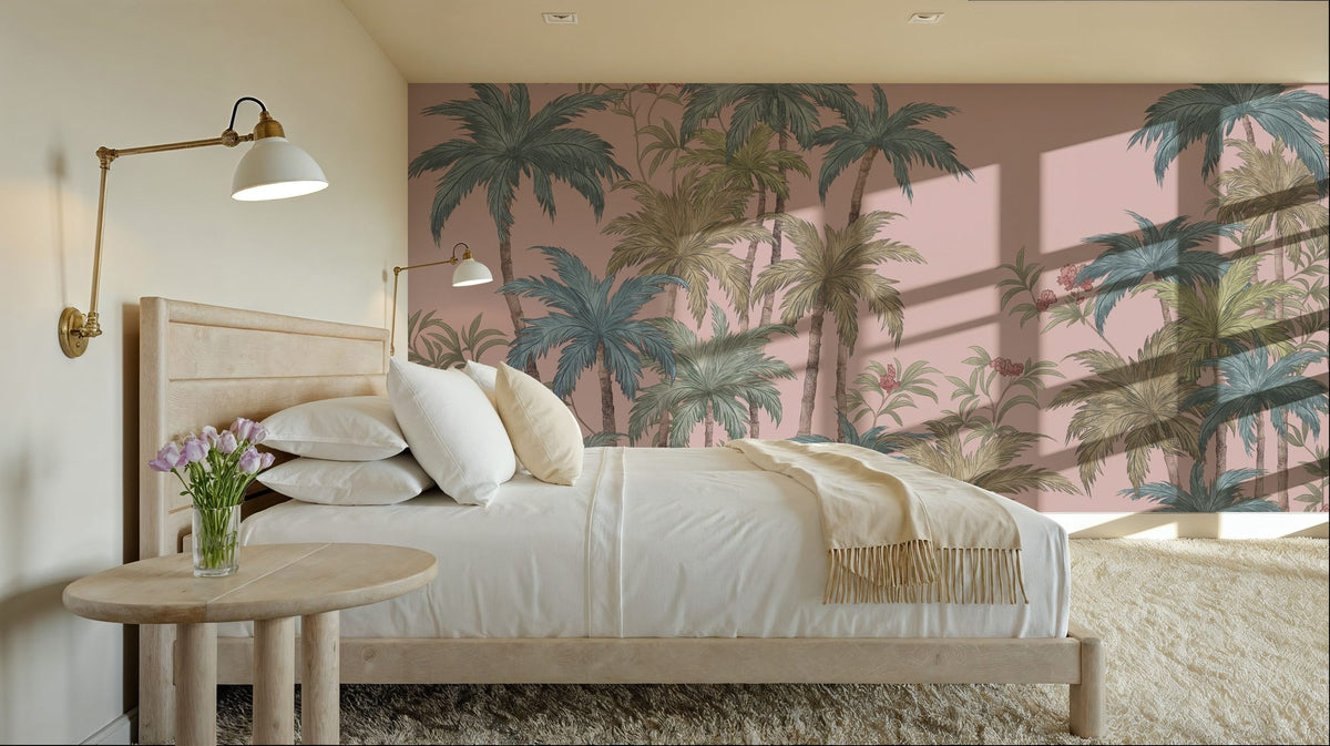 Palm Abode, Peach Mural Wallpaper - room preview 03