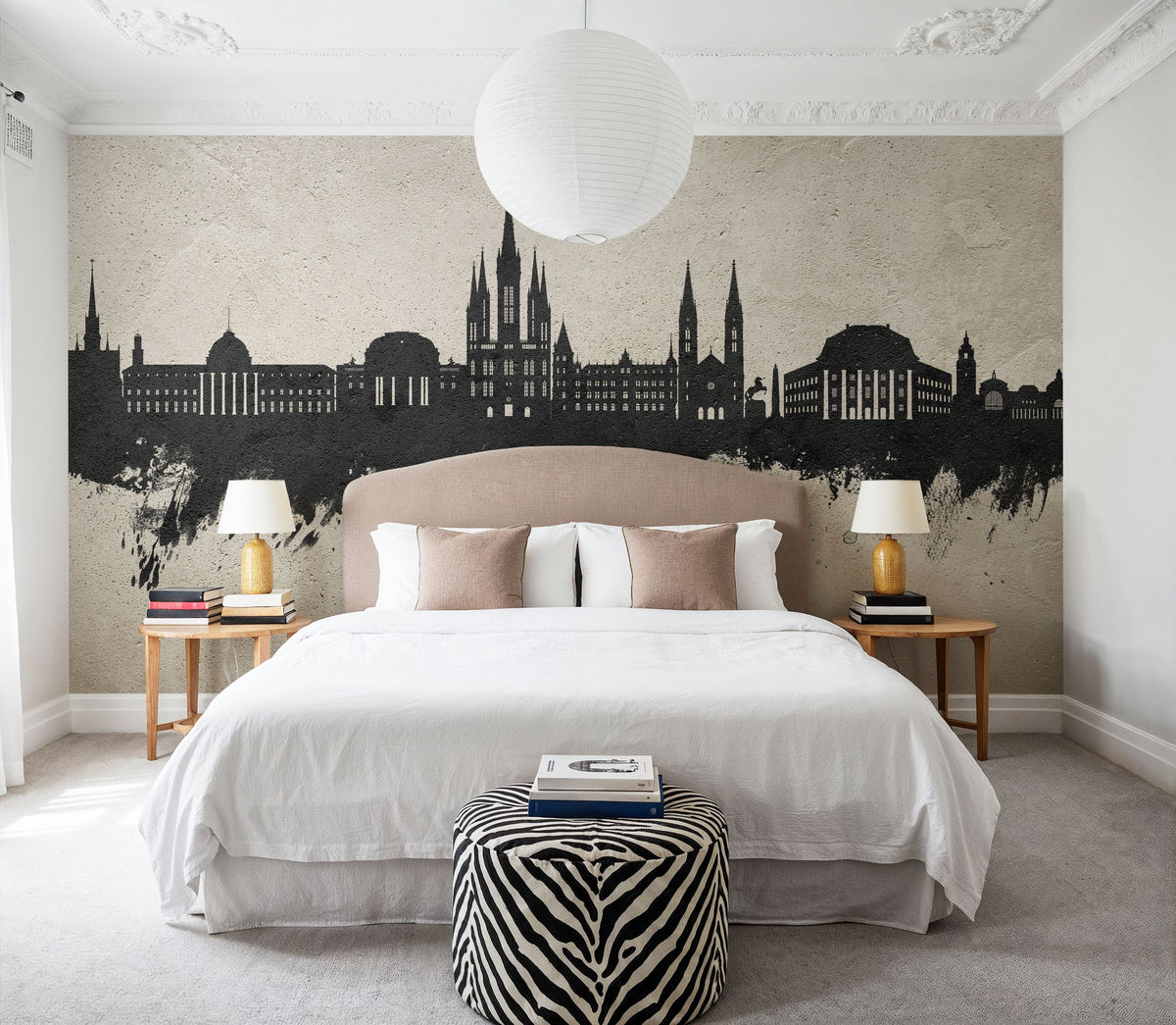 Weisbaden Germany Skyline Concrete Mural Wallpaper - room preview 03