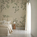 Rambling Rose, Ivory on Light Beige Mural Wallpaper - room preview 03