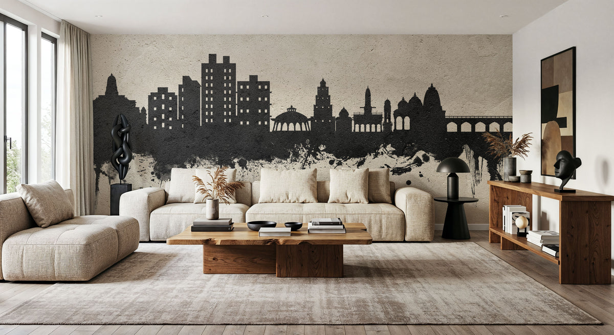 Nashik India Skyline Concrete Mural Wallpaper - room preview 03