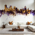 Quebec Canada Skyline Purple & Gold Mural Wallpaper - room preview 03