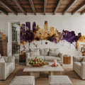 Minneapolis Minnesota Skyline Purple & Gold Mural Wallpaper - room preview 03