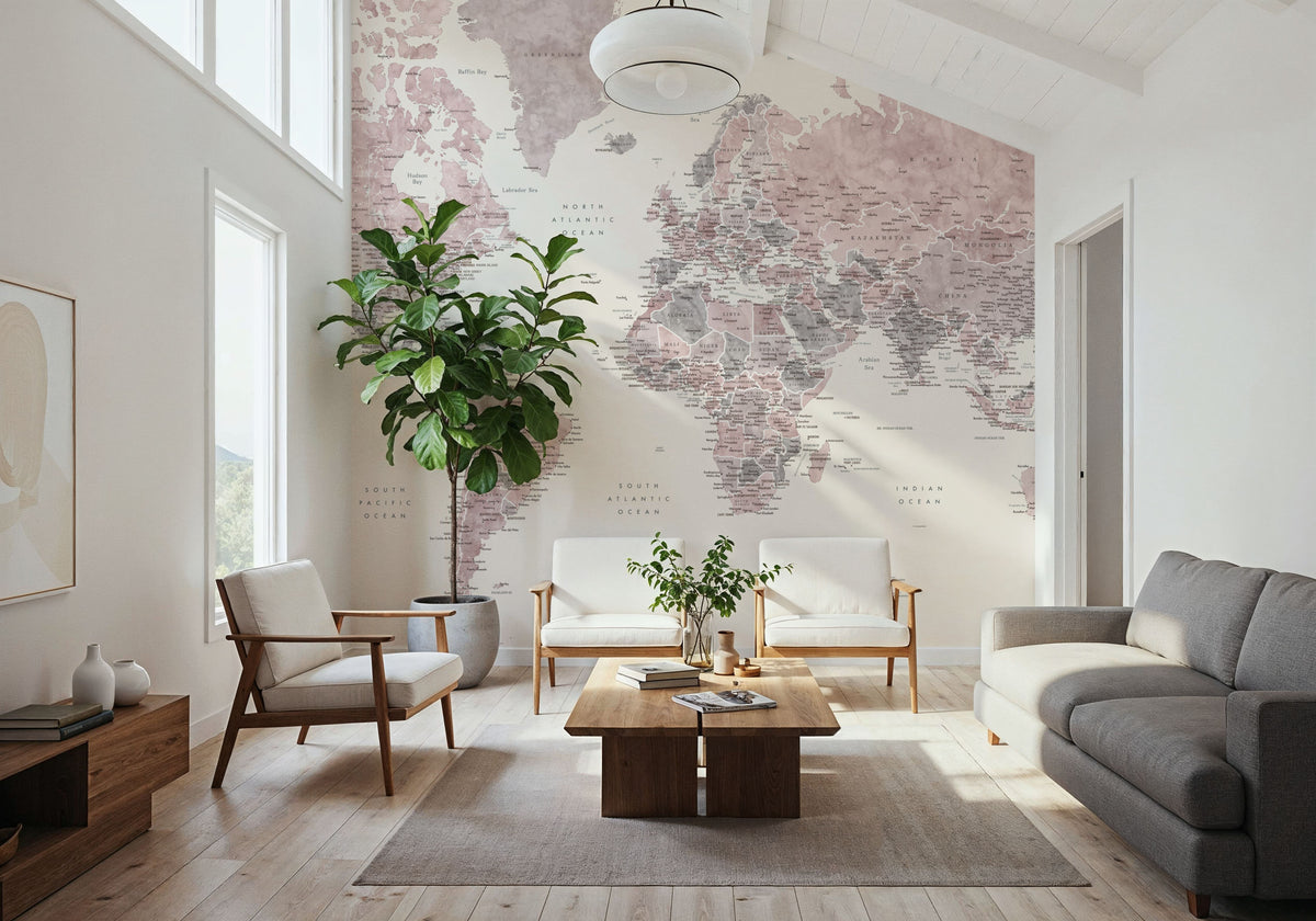 World Map Cities - Madelia Mural Wallpaper - room preview 03