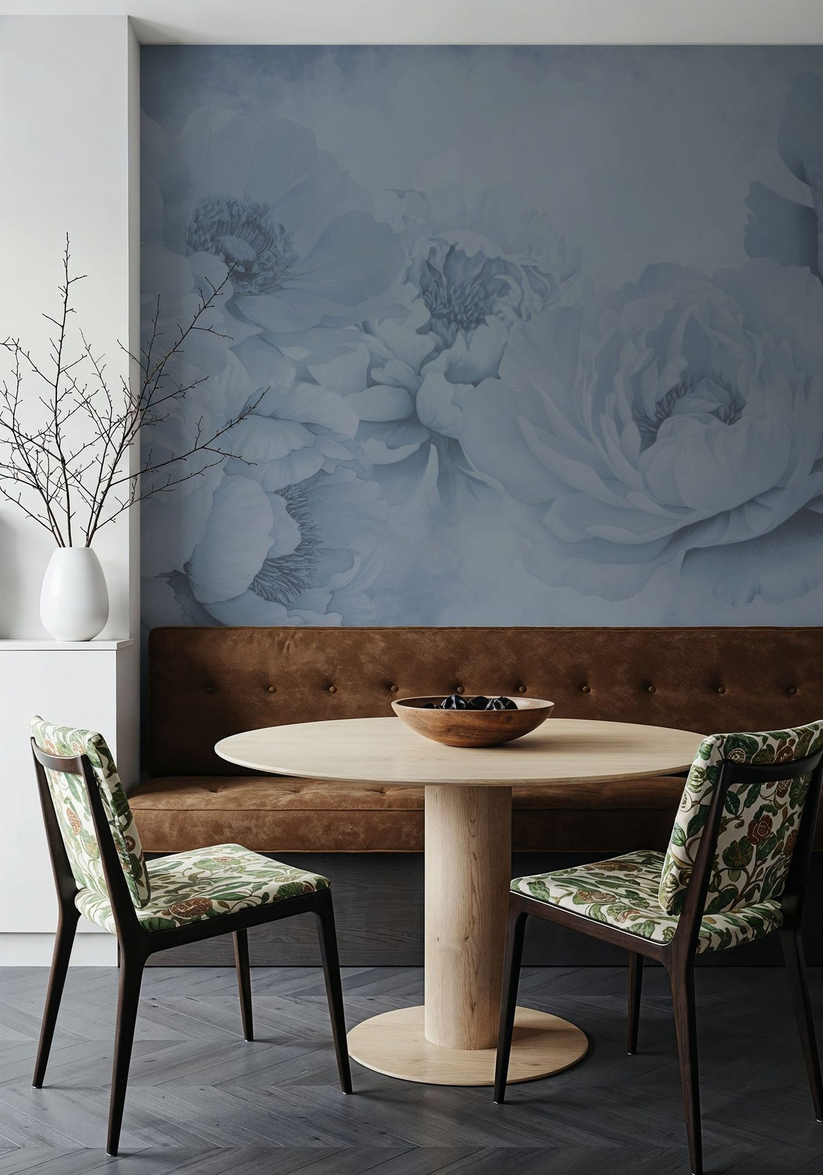 Floral Wallpaper Mural – Flower Wallpaper – Transcendent Peony, Periwinkle wall measurement